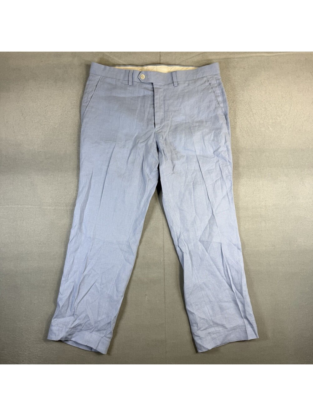 Lauren Ralph Lauren 100% Linen Pants Mens 33x27* Blue Ankle Crop Classic Fit